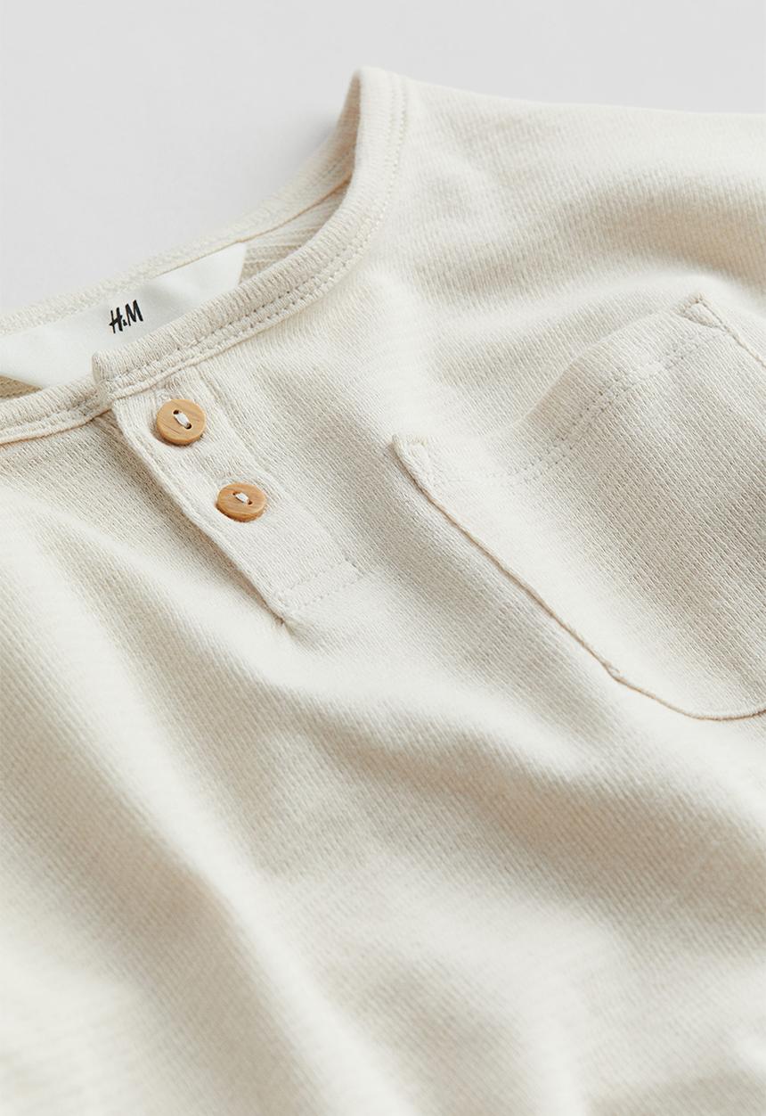 H&M - Henley T-shirt - natural white