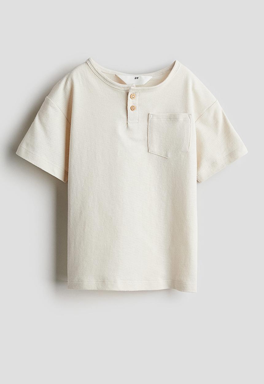 H&M - Henley T-shirt - natural white