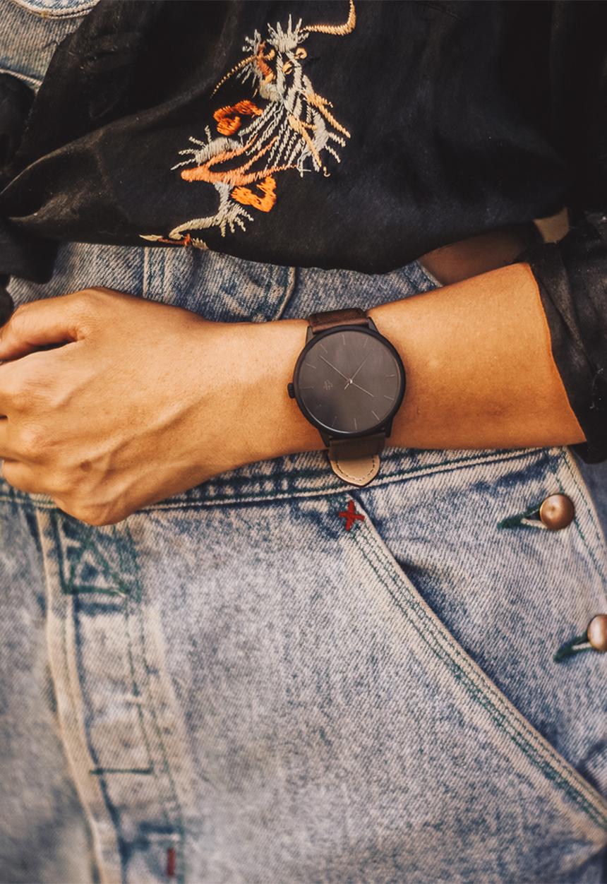 CHPO - Khorshild epic metal vegan leather strap - black & brown