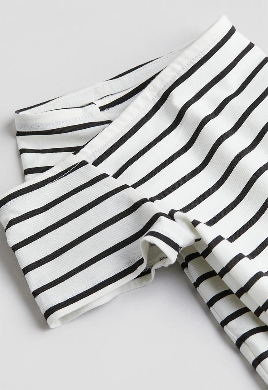 H&M - Off-the-shoulder jersey top - white & striped 