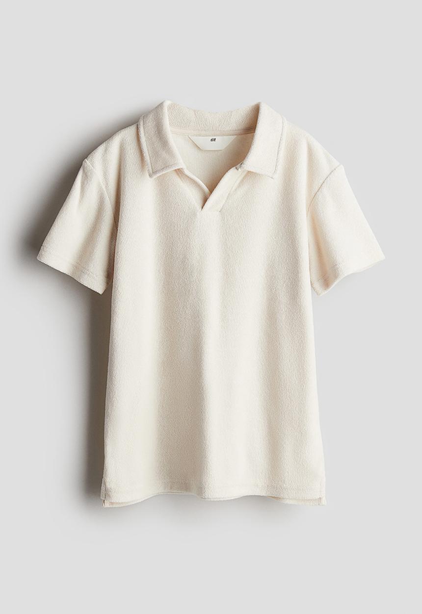 H&M - Terry polo shirt - ecru