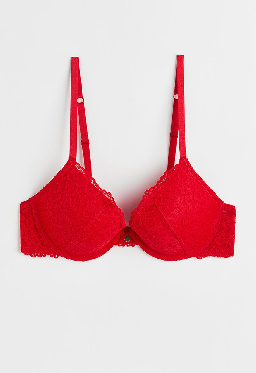 H&M - Lace push-up bra - red