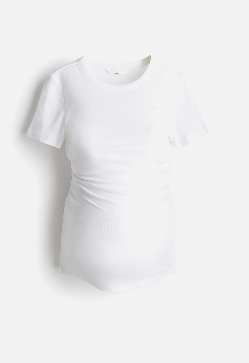 H&M - Mama ribbed top - white