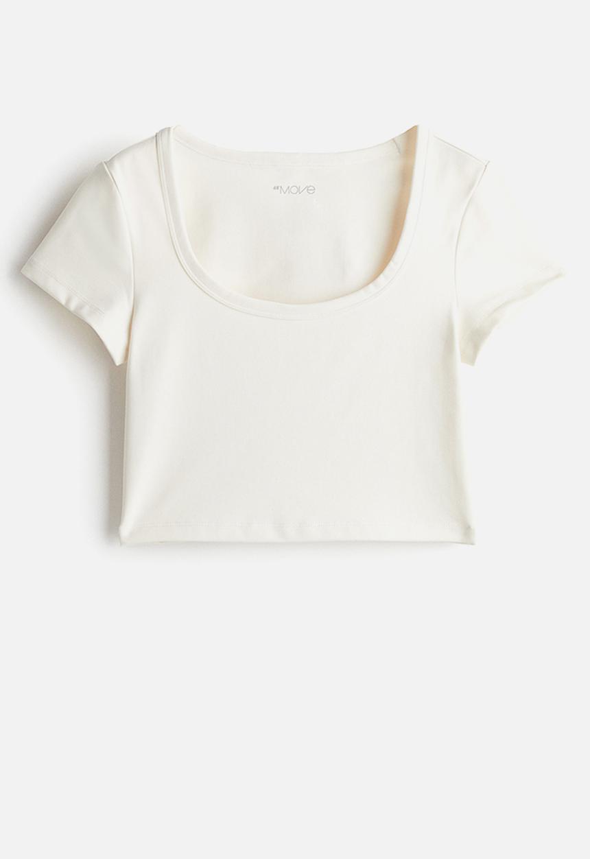 H&M - Drymove™ cropped sports top - white