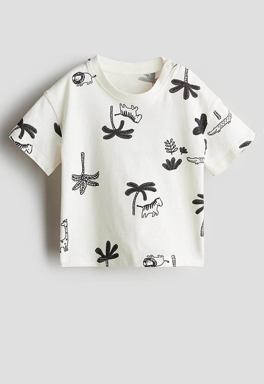H&M - Cotton jersey t-shirt - white & palm trees