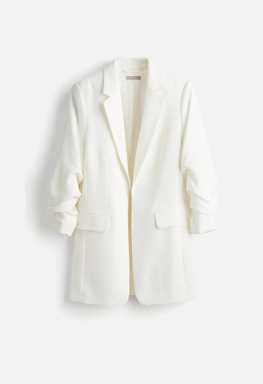 H&M - Gathered-sleeve jacket - white