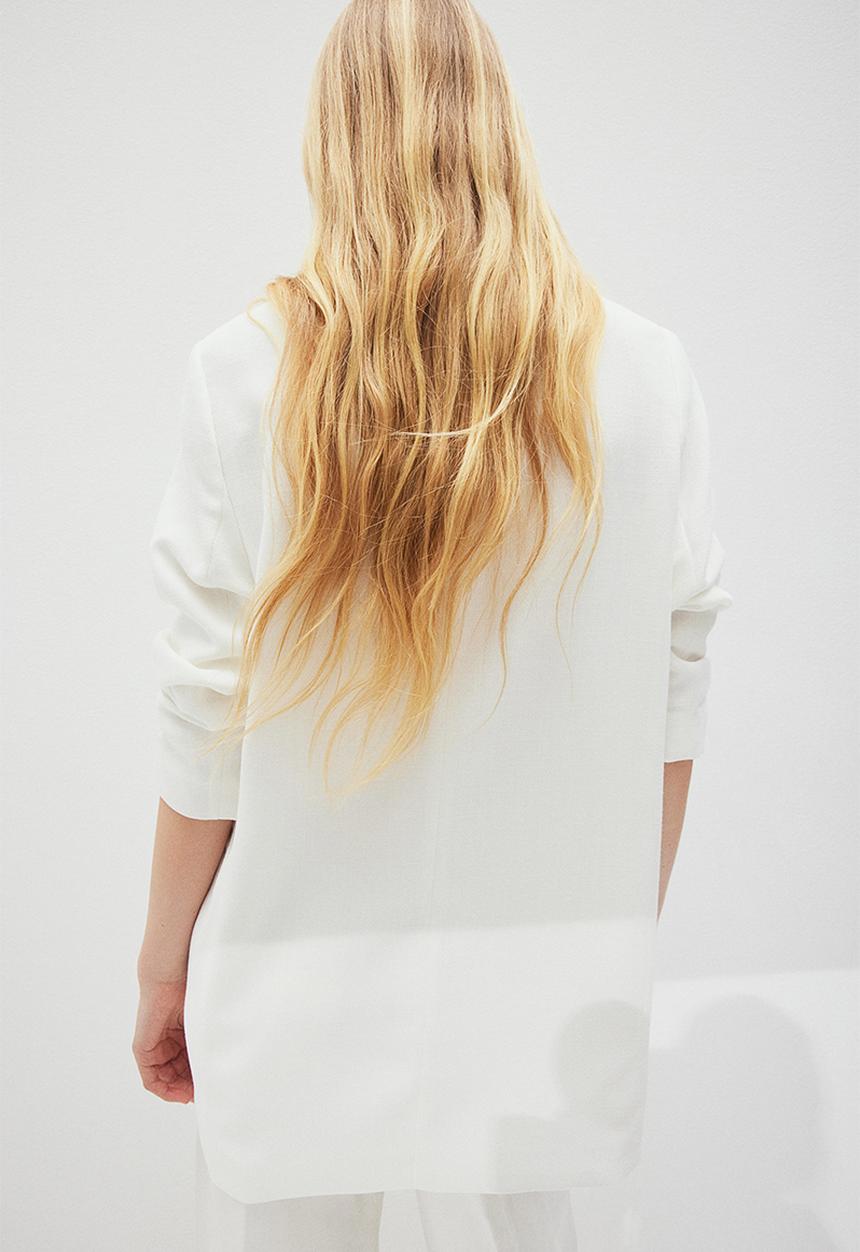 H&M - Gathered-sleeve jacket - white