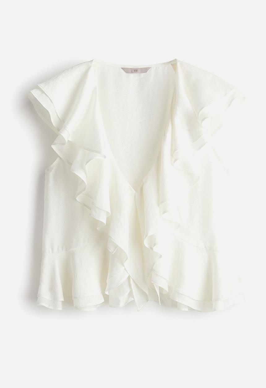 H&M - Flounce-trimmed blouse - white