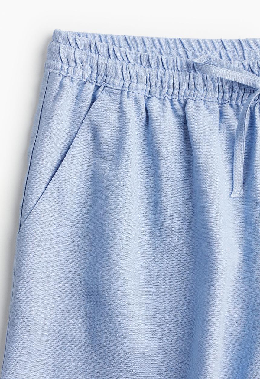 H&M - Linen-blend pull-on shorts - light blue