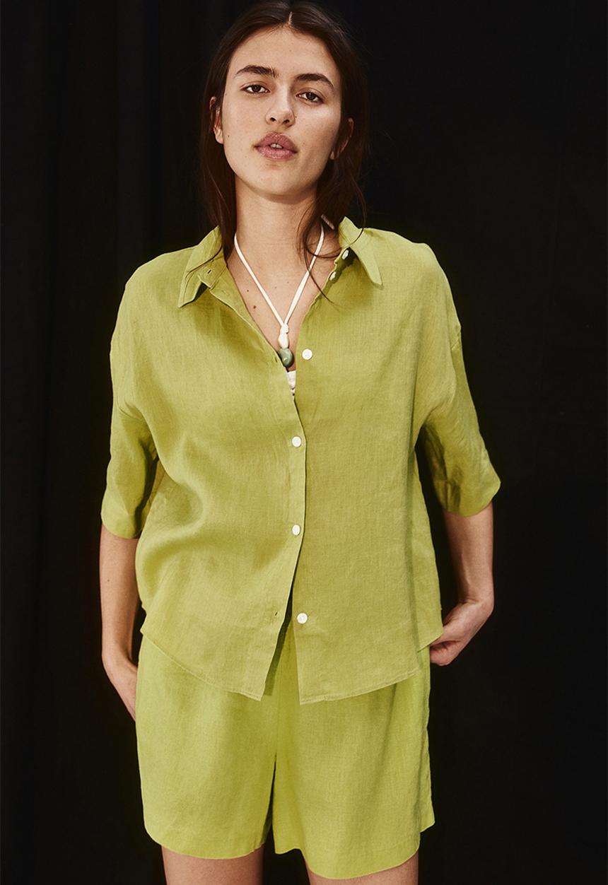 H&M - Linen shirt - green