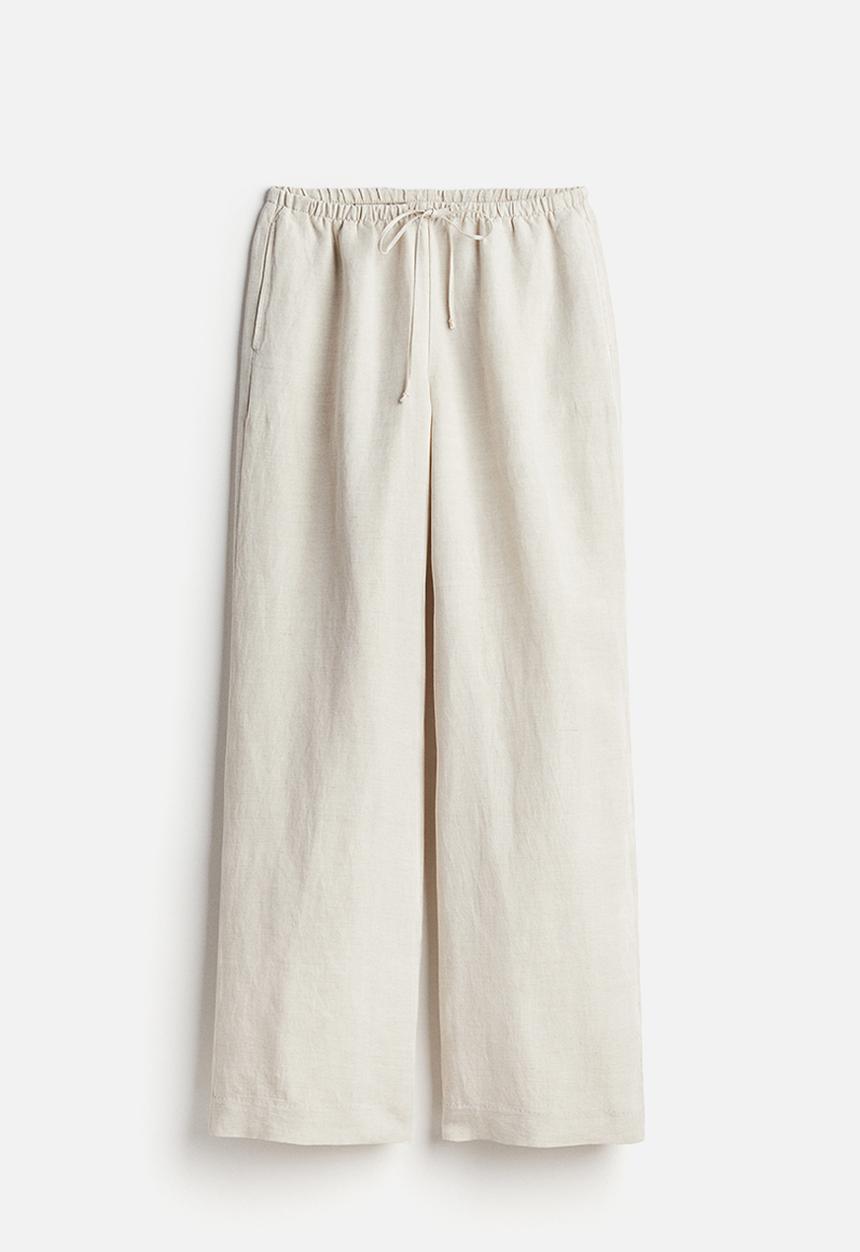 H&M - Linen-blend trousers - light beige
