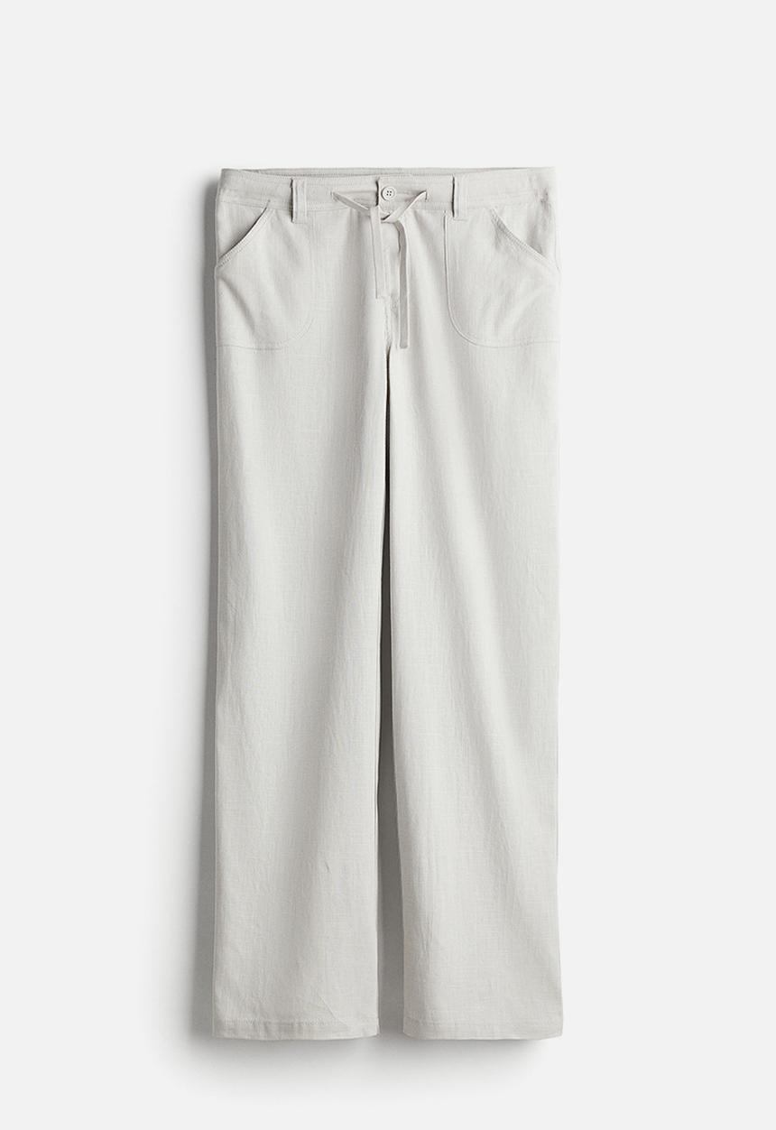H&M - Linen-blend straight trousers - light grey