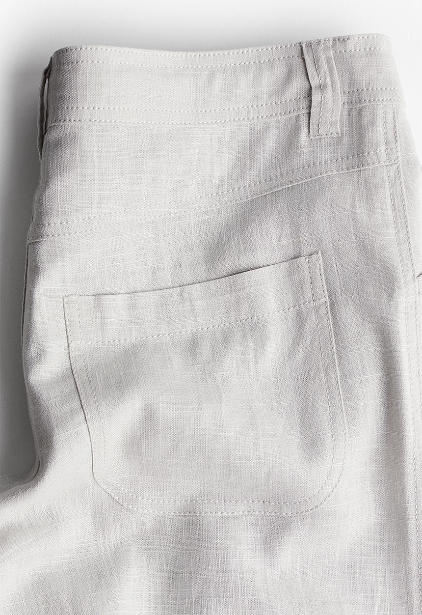 H&M - Linen-blend straight trousers - light grey