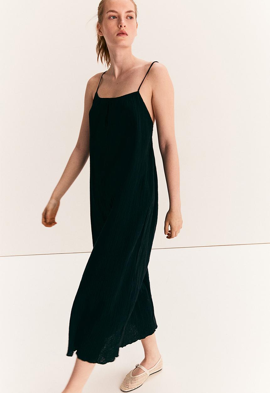 H&M - Tie-detail throw-on dress - black