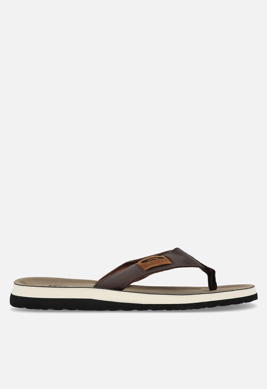 JEEP - Branded comfort thong sandal - brown