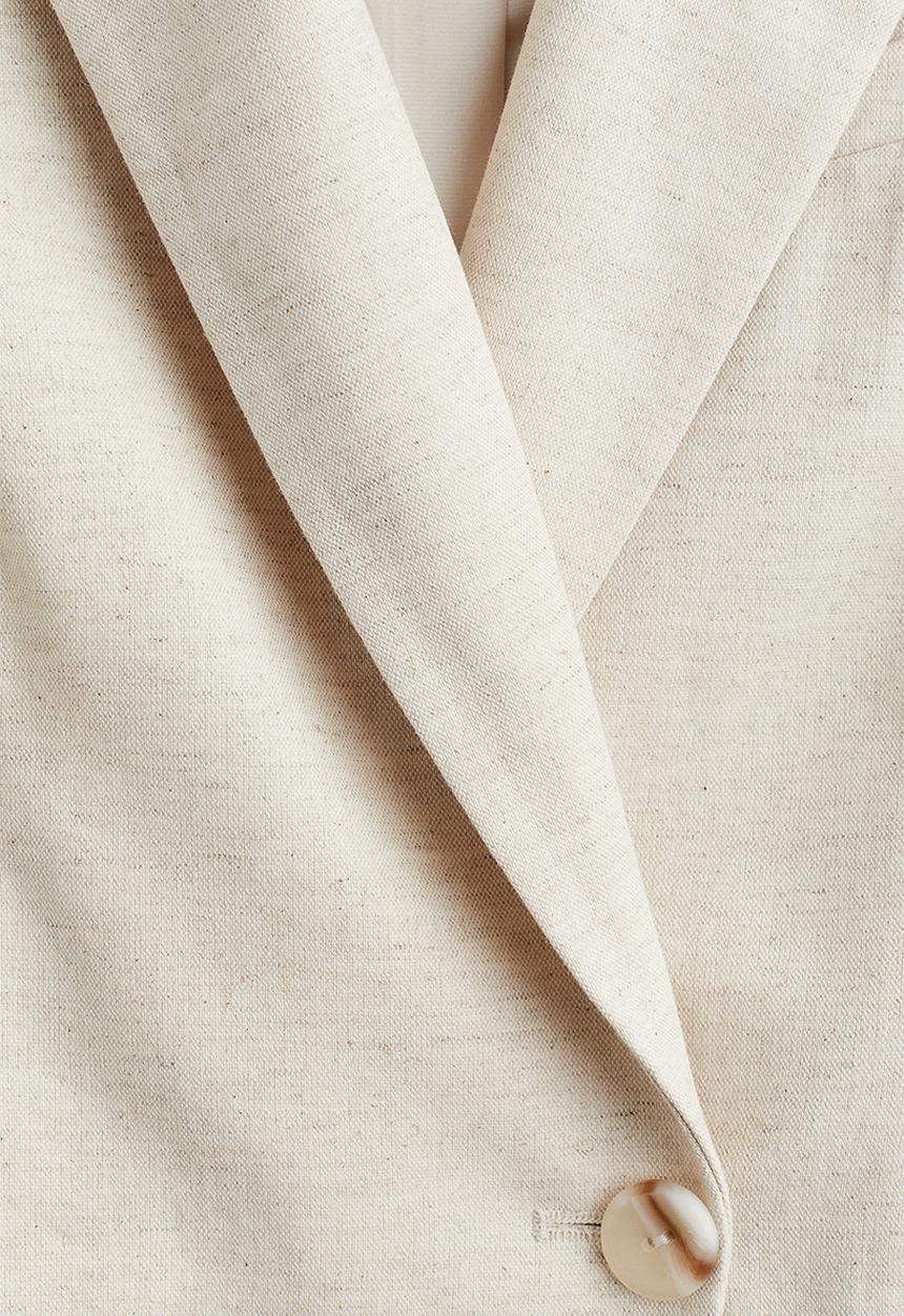 H&M - Waisted linen-blend blazer - light beige