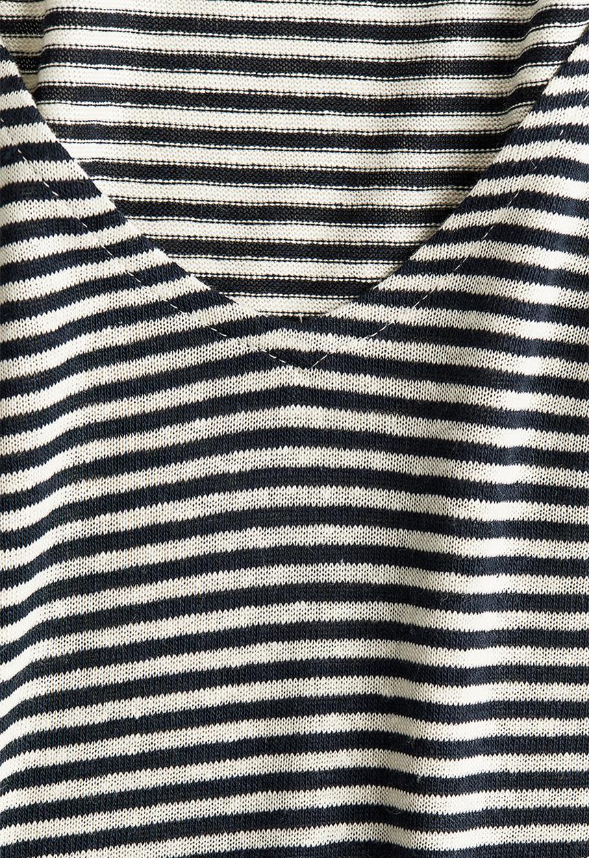 H&M - Linen-blend t-shirt - navy blue striped