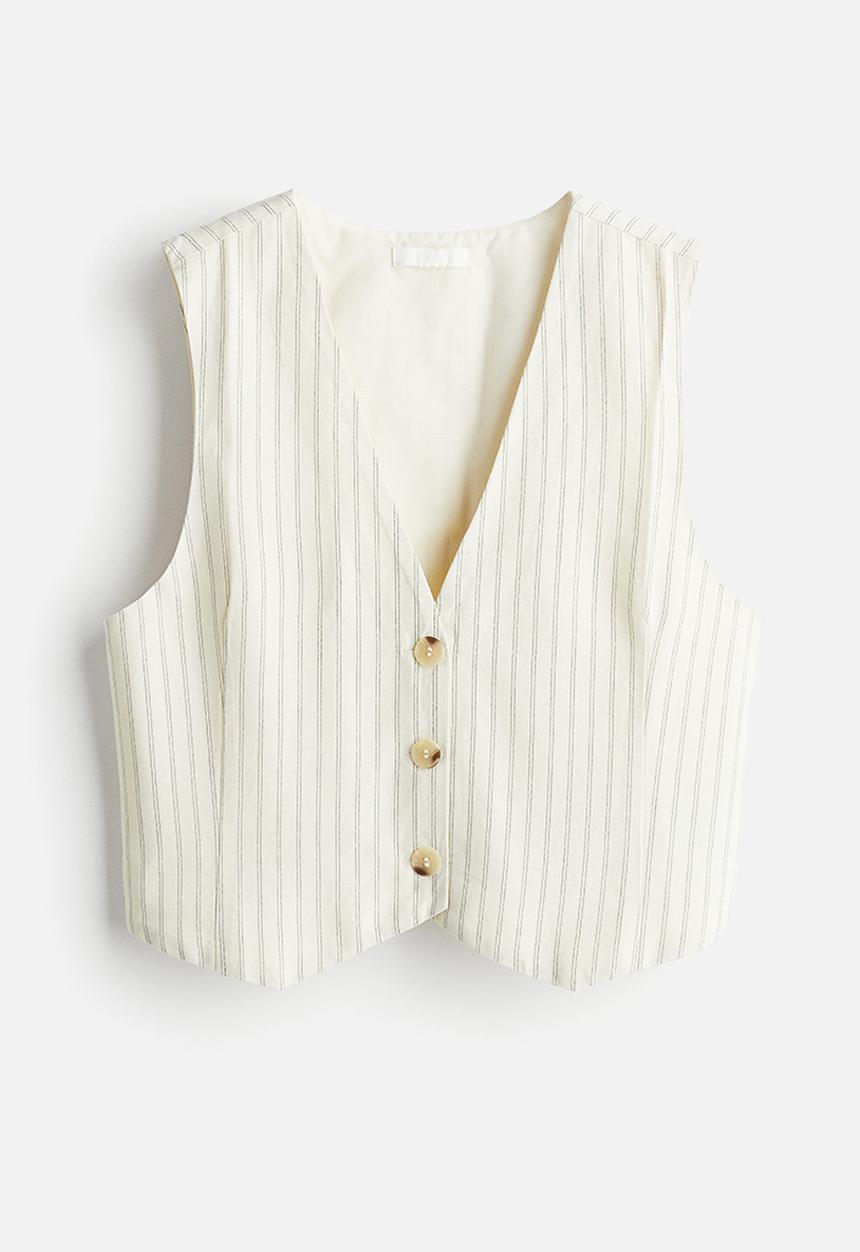H&M - Suit waistcoat - cream pinstriped