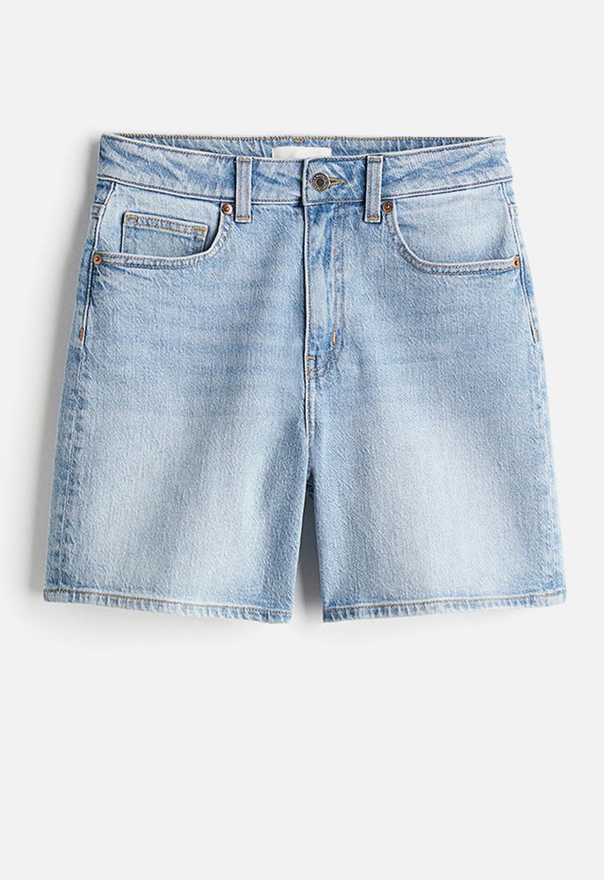 H&M - High-waisted denim shorts - light denim blue