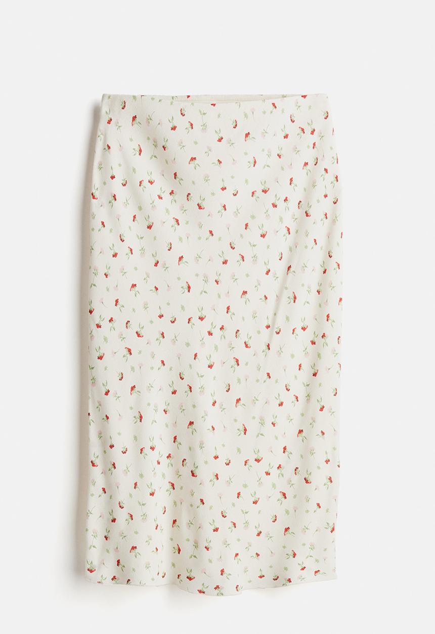 H&M - Knee-length skirt - cream/floral