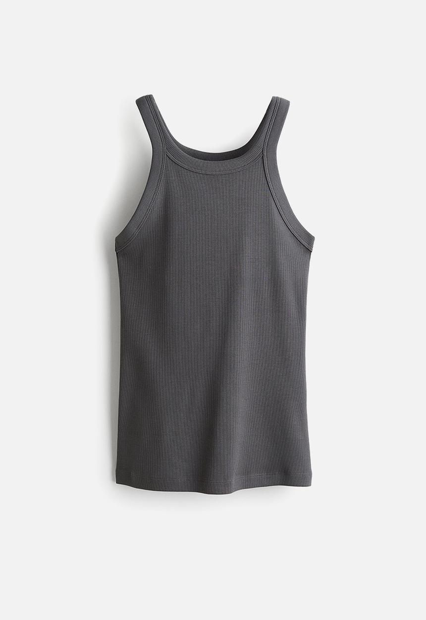 H&M - Ribbed vest top - dark grey