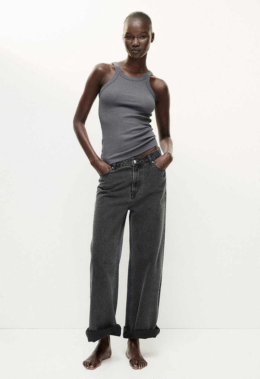 H&M - Ribbed vest top - dark grey