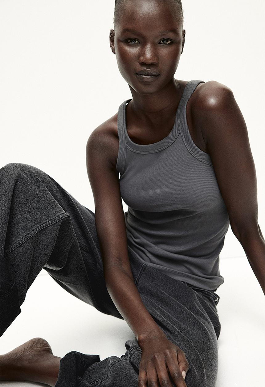 H&M - Ribbed vest top - dark grey