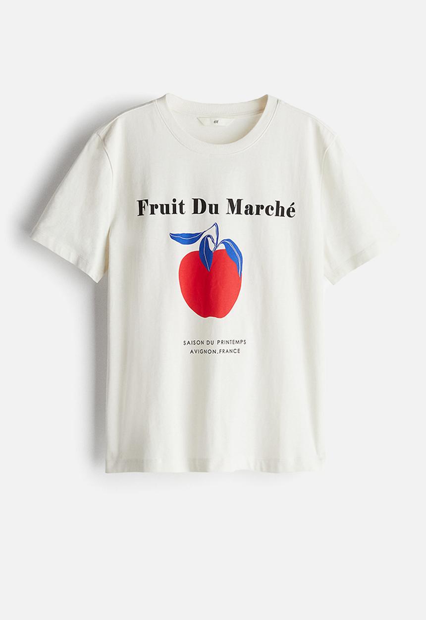 H&M - Cotton T-shirt - white fruit du marché