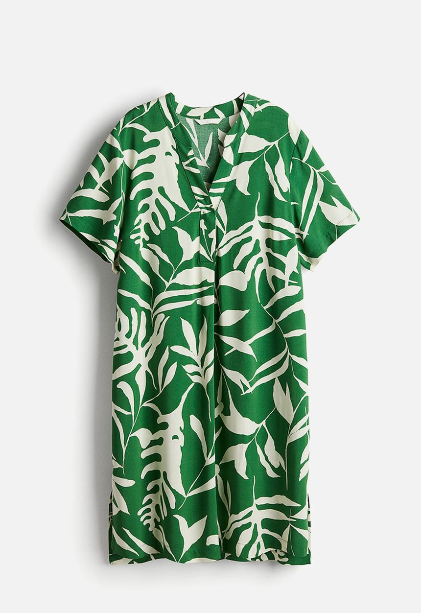 H&M - Viscose tunic dress - green & patterned