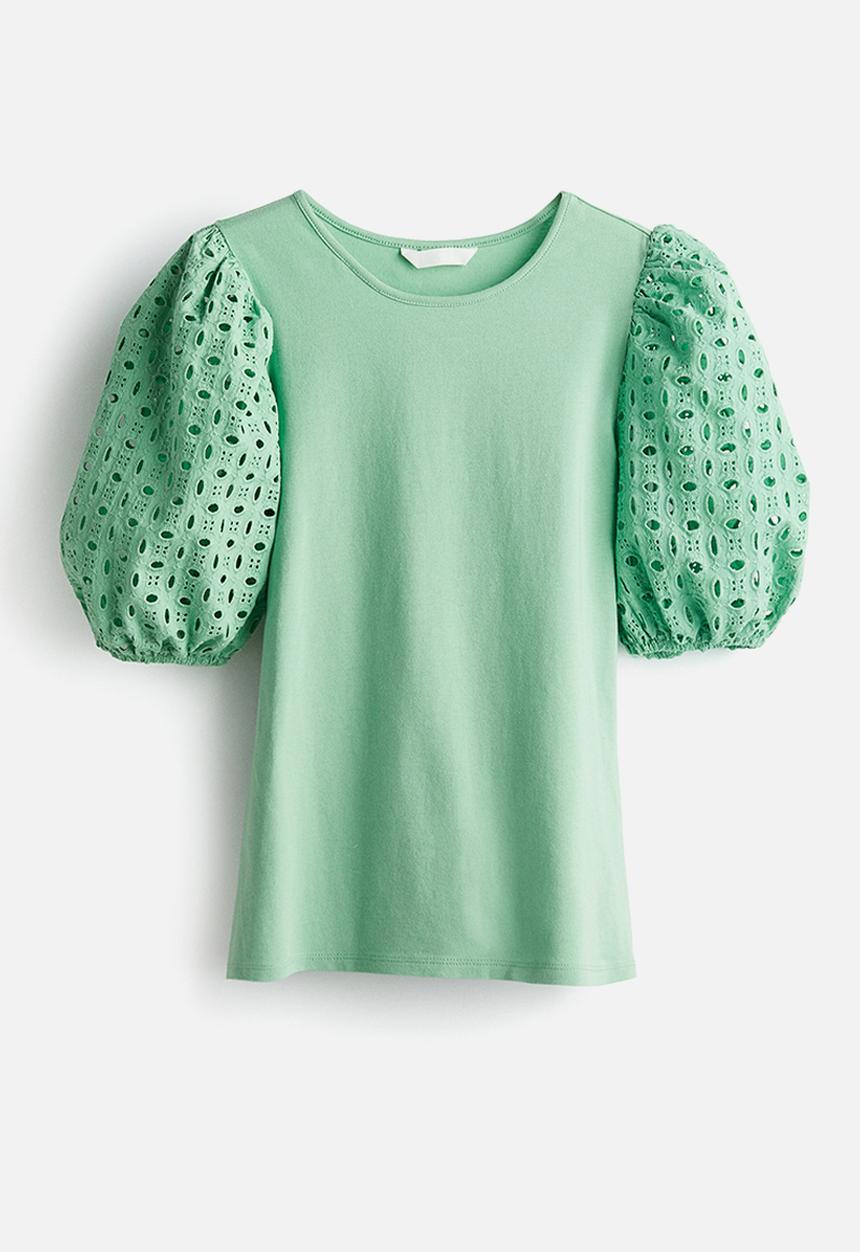 H&M - Puff-sleeved top - mint green