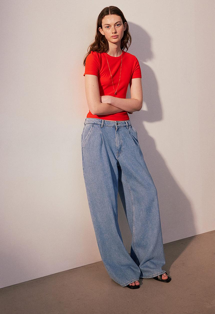 H&M - Ribbed modal-blend T-shirt - red