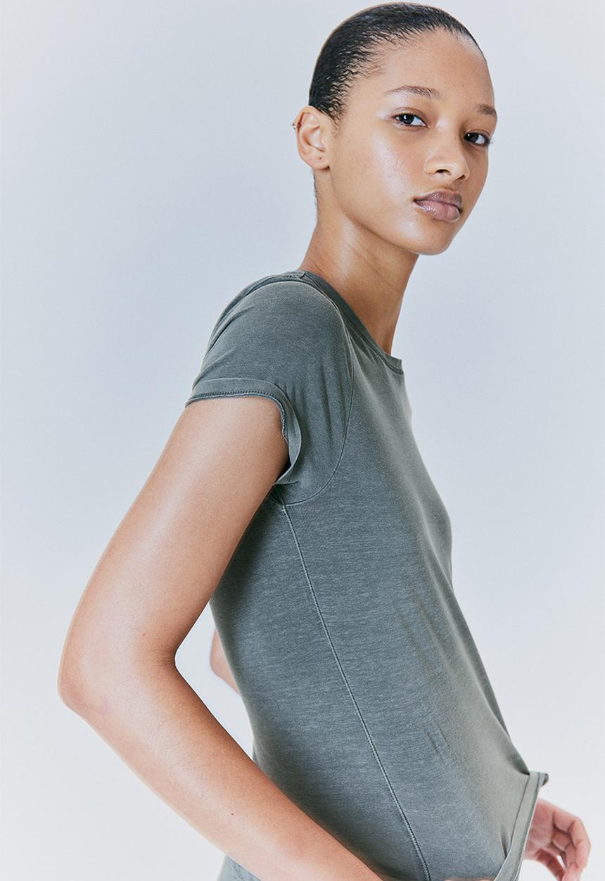 H&M - Fitted T-shirt - khaki green