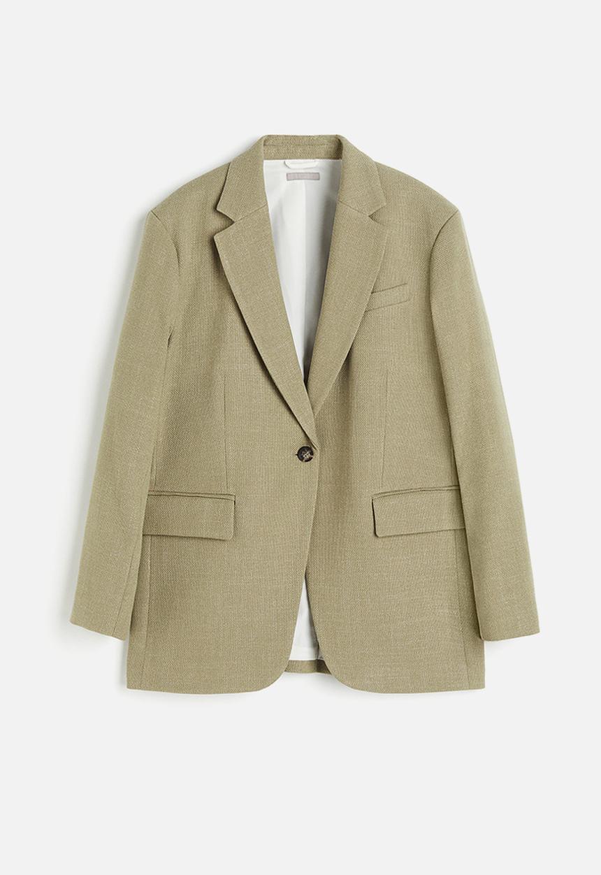 H&M - Oversized blazer - light khaki green 