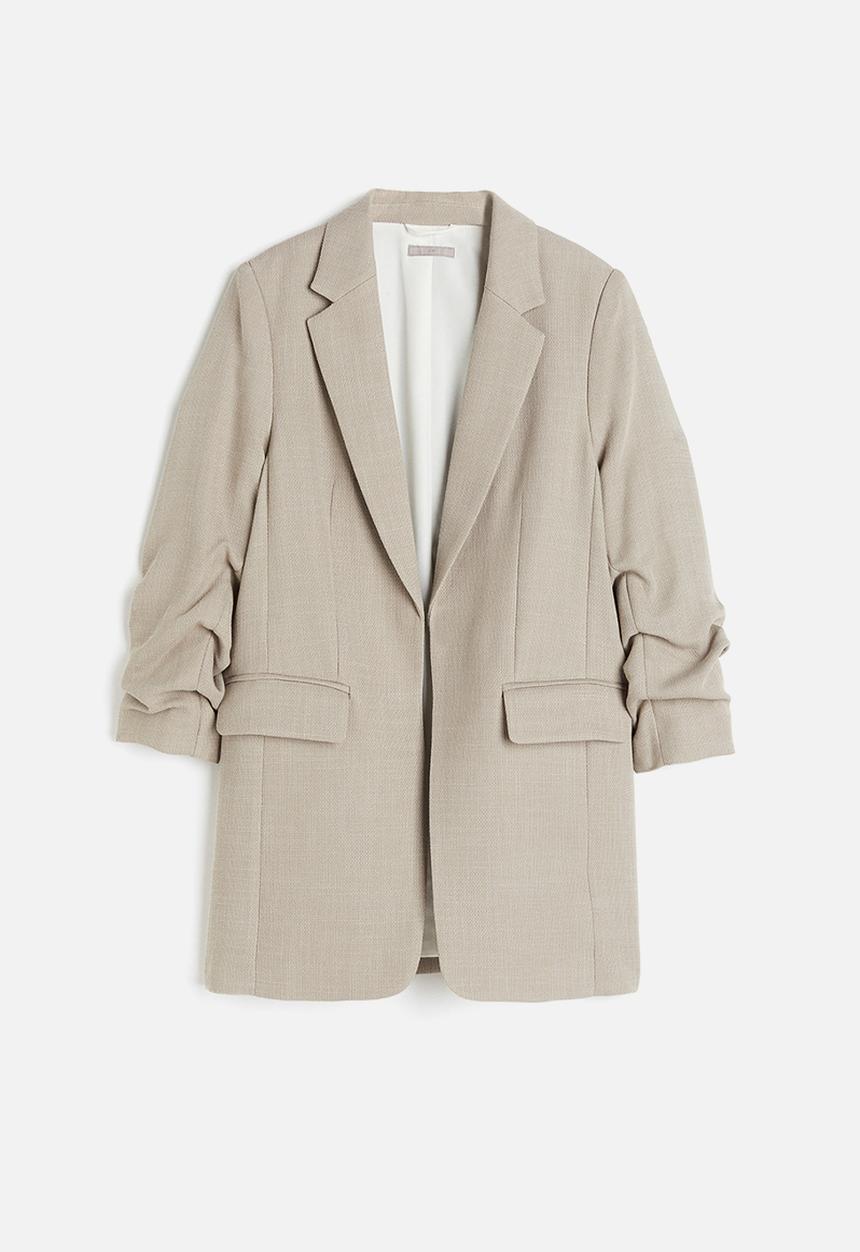 H&M - Gathered-sleeve jacket - beige