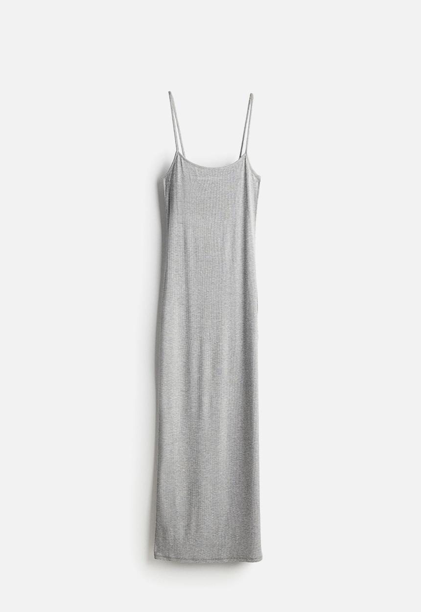 H&M - Ribbed maxi dress - light grey marl