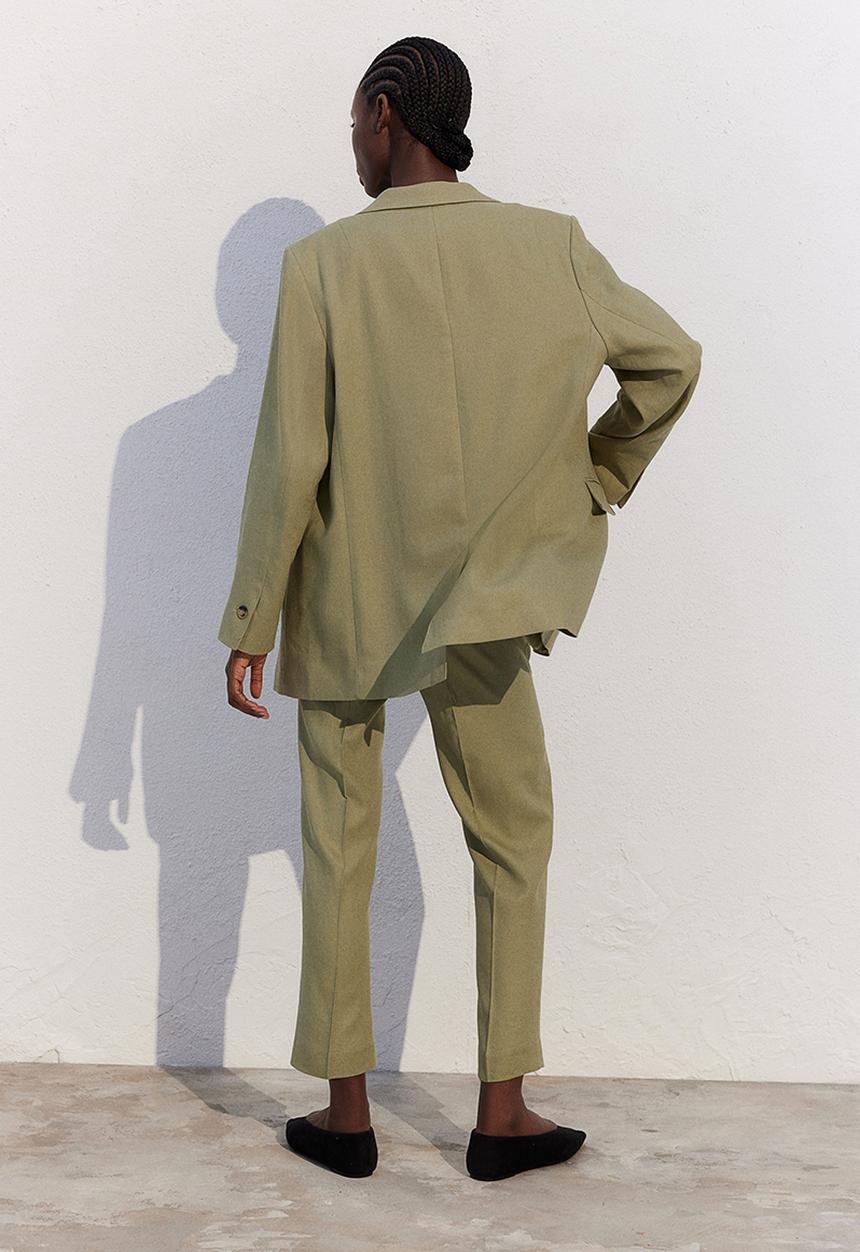 H&M - Linen-blend blazer - khaki green