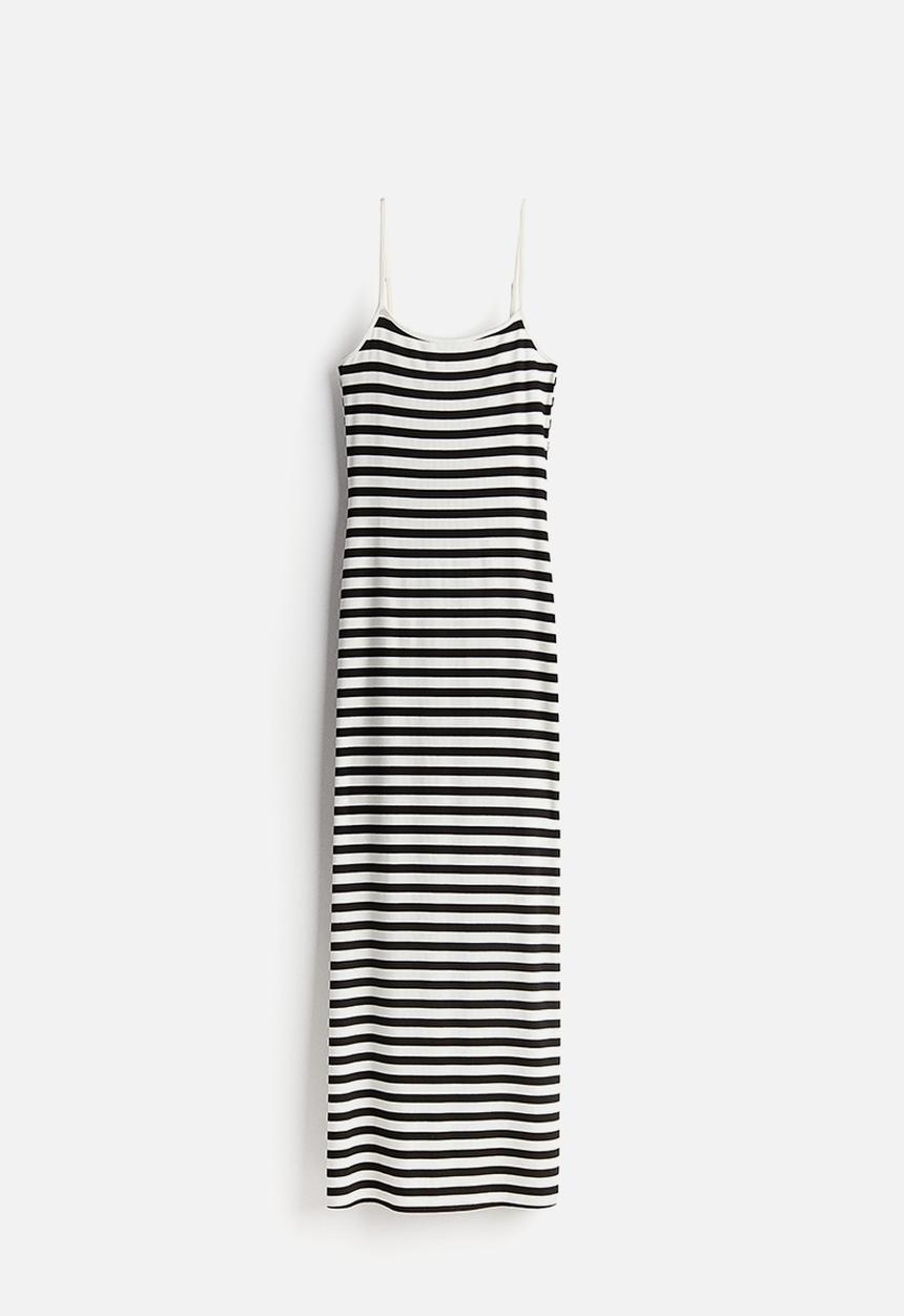 H&M - Ribbed maxi dress - cream striped