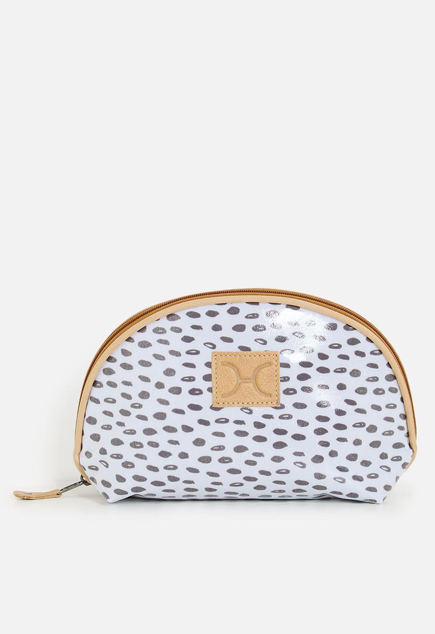 Thandana - Half moon travel pouch Laminated Fabric - Seed White