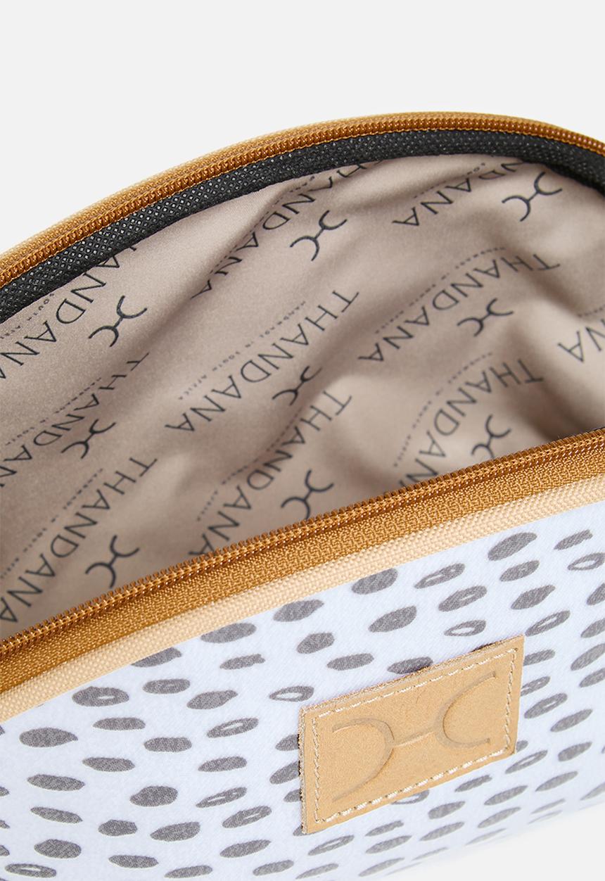 Thandana - Half moon travel pouch Laminated Fabric - Seed White