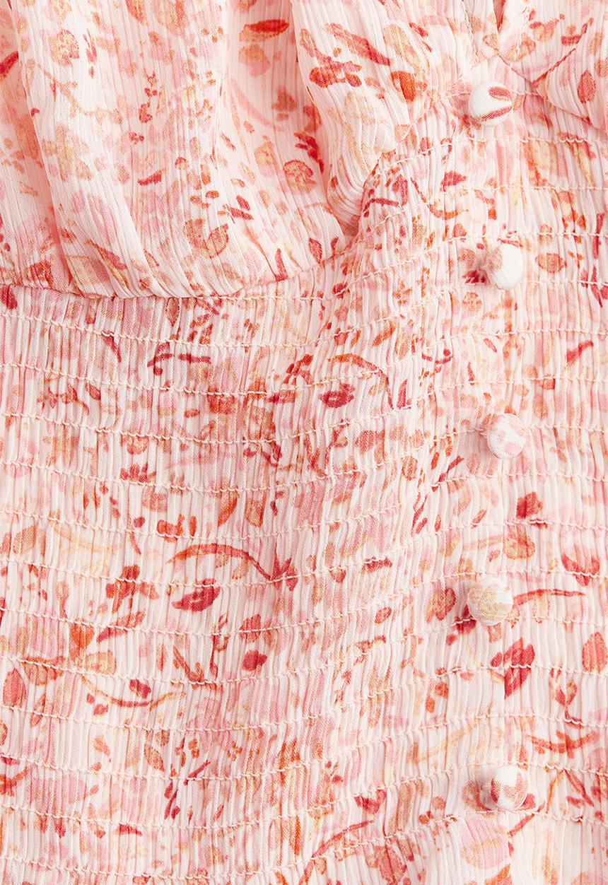 H&M - Cropped v-neck blouse - light pink/patterned -