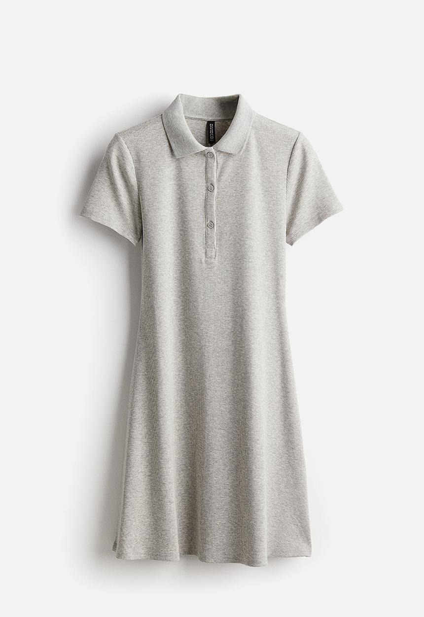 H&M - Collared ribbed dress - grey marl 