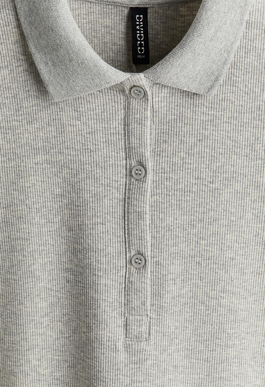 H&M - Collared ribbed dress - grey marl 
