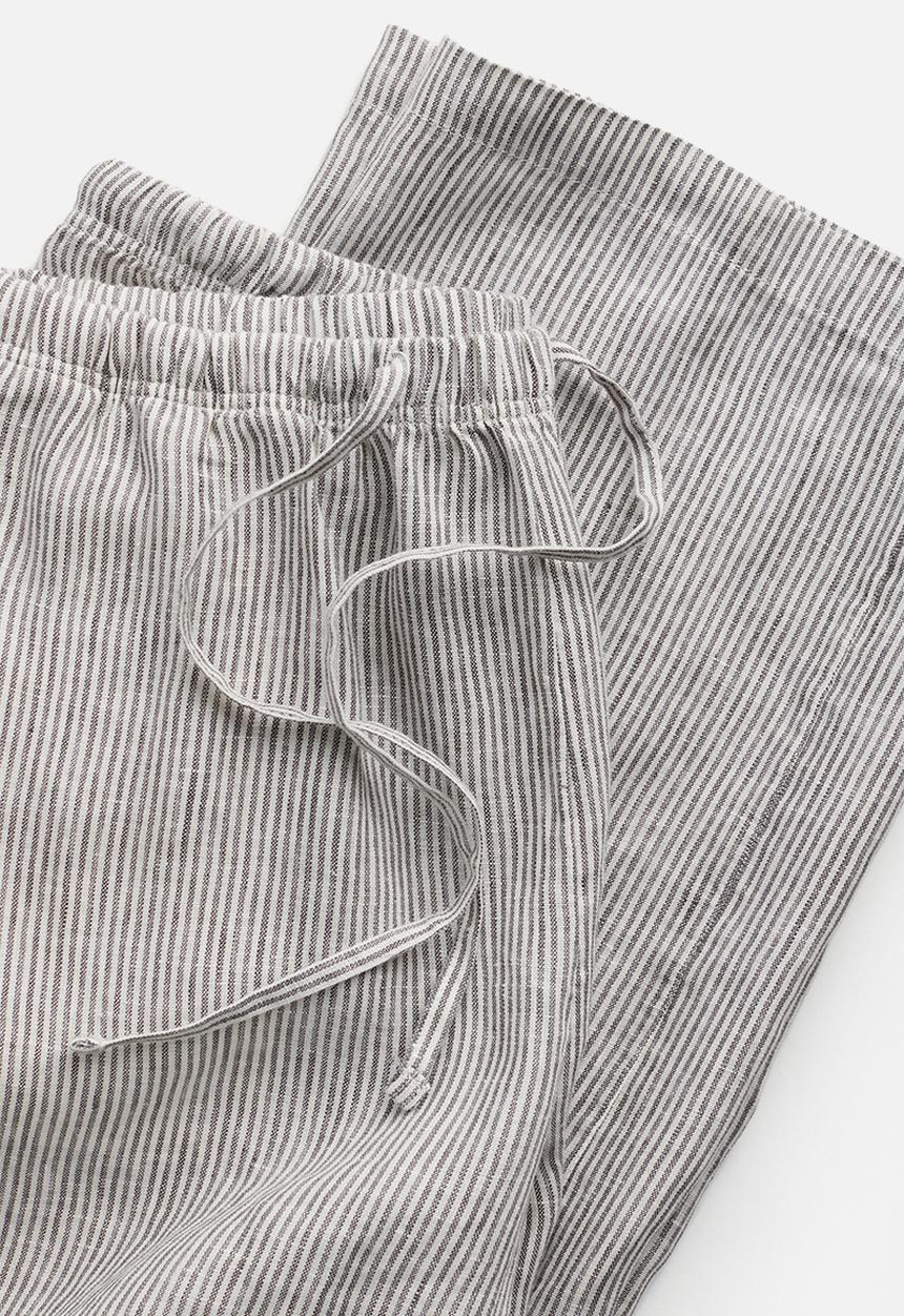 H&M - Linen trousers - beige/striped 
