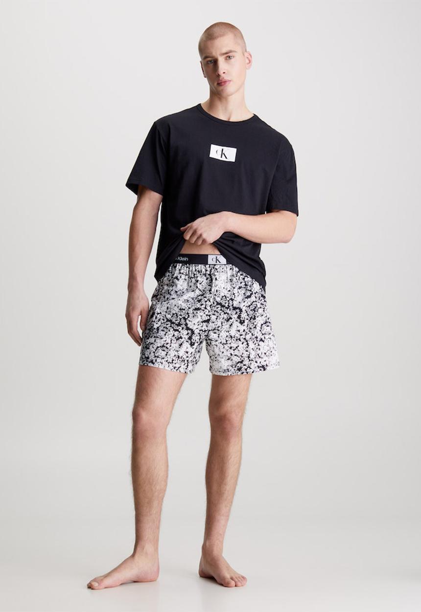 Calvin Klein - S/S Boxer Set - Black Top, Halo Floral Print_Black