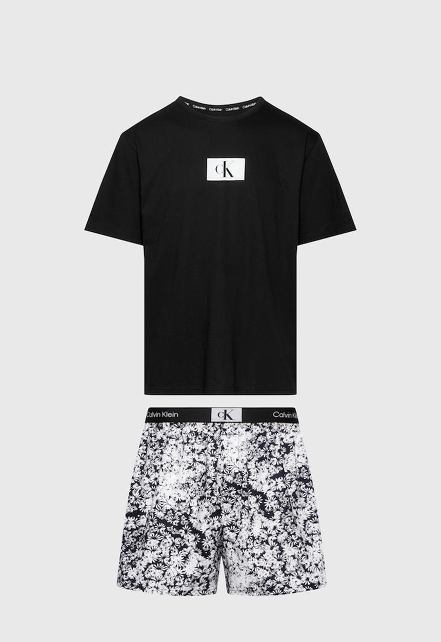 Calvin Klein - S/S Boxer Set - Black Top, Halo Floral Print_Black
