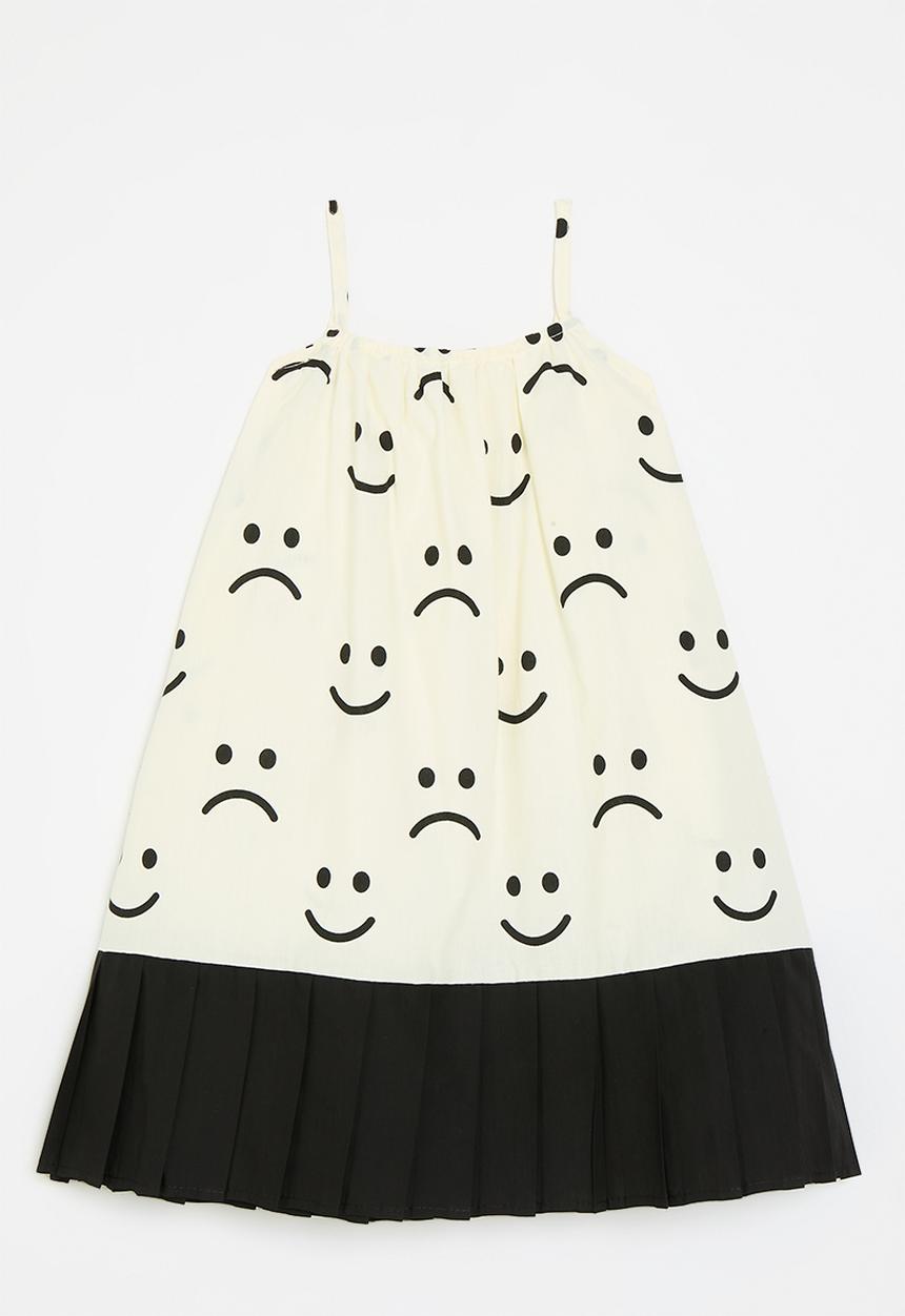 Pop Candy - Printed contrast dress-ecru & black