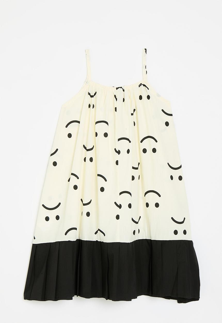Pop Candy - Printed contrast dress-ecru & black