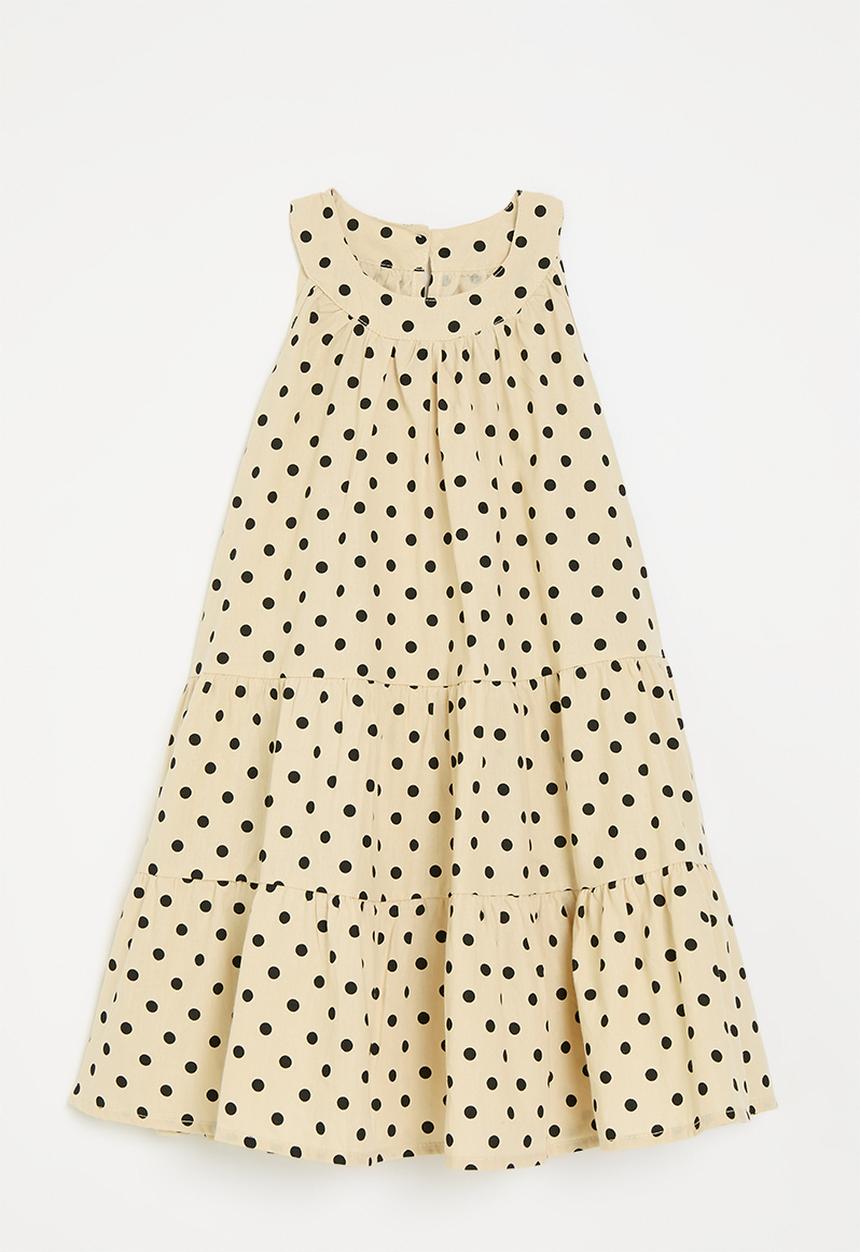 Pop Candy - Polka dot dress-ecru & black