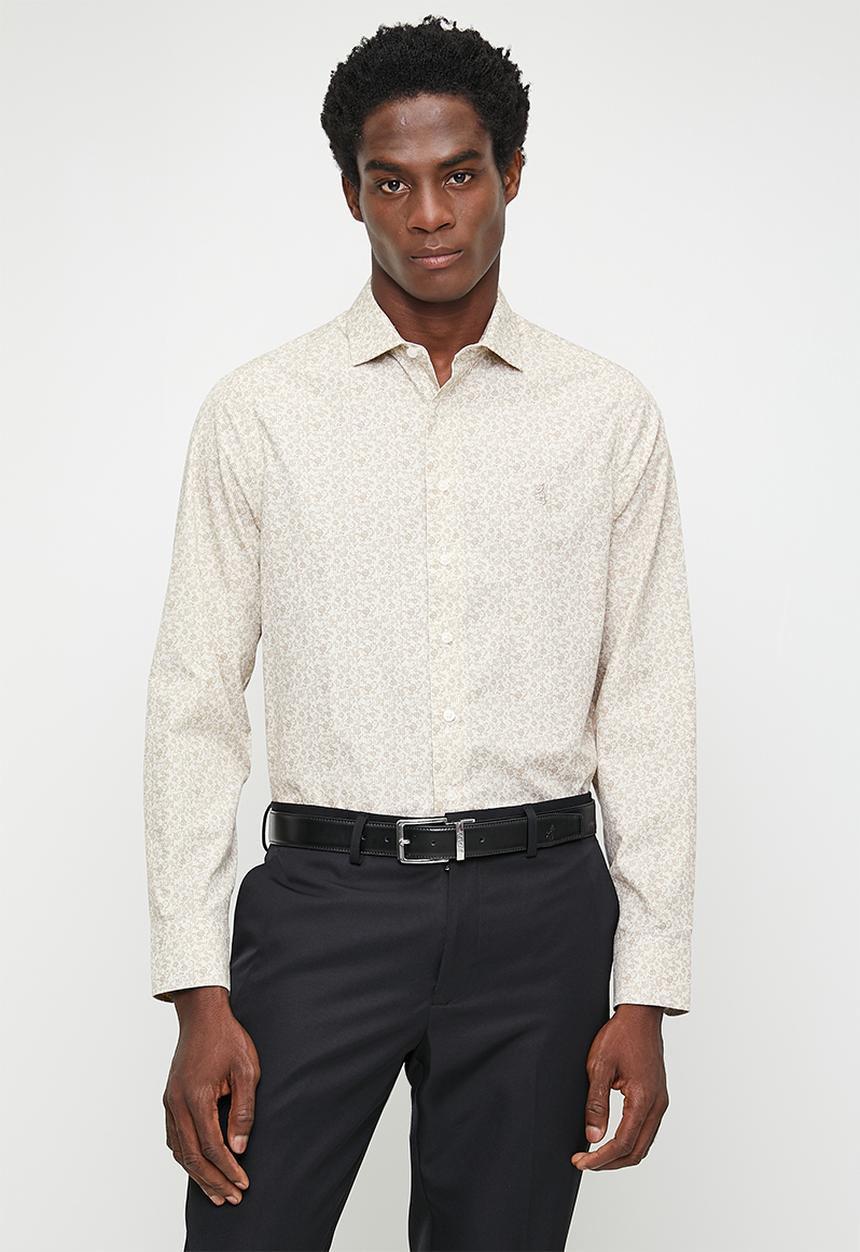 Pringle of Scotland - Bennett long sleeve tailored shirt - brown