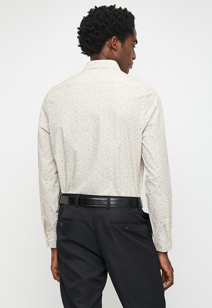 Pringle of Scotland - Bennett long sleeve tailored shirt - brown